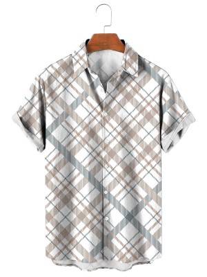 Scottish Plaid Print Casual Short Sleeve Shirt